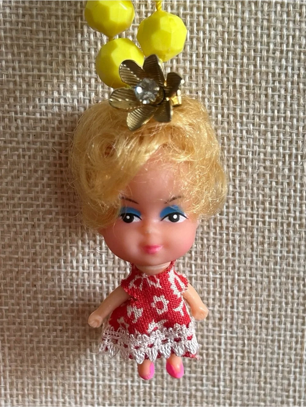 Vintage Deadstock Kiddle Clone Doll Assemblage Necklace.  One of a Kind